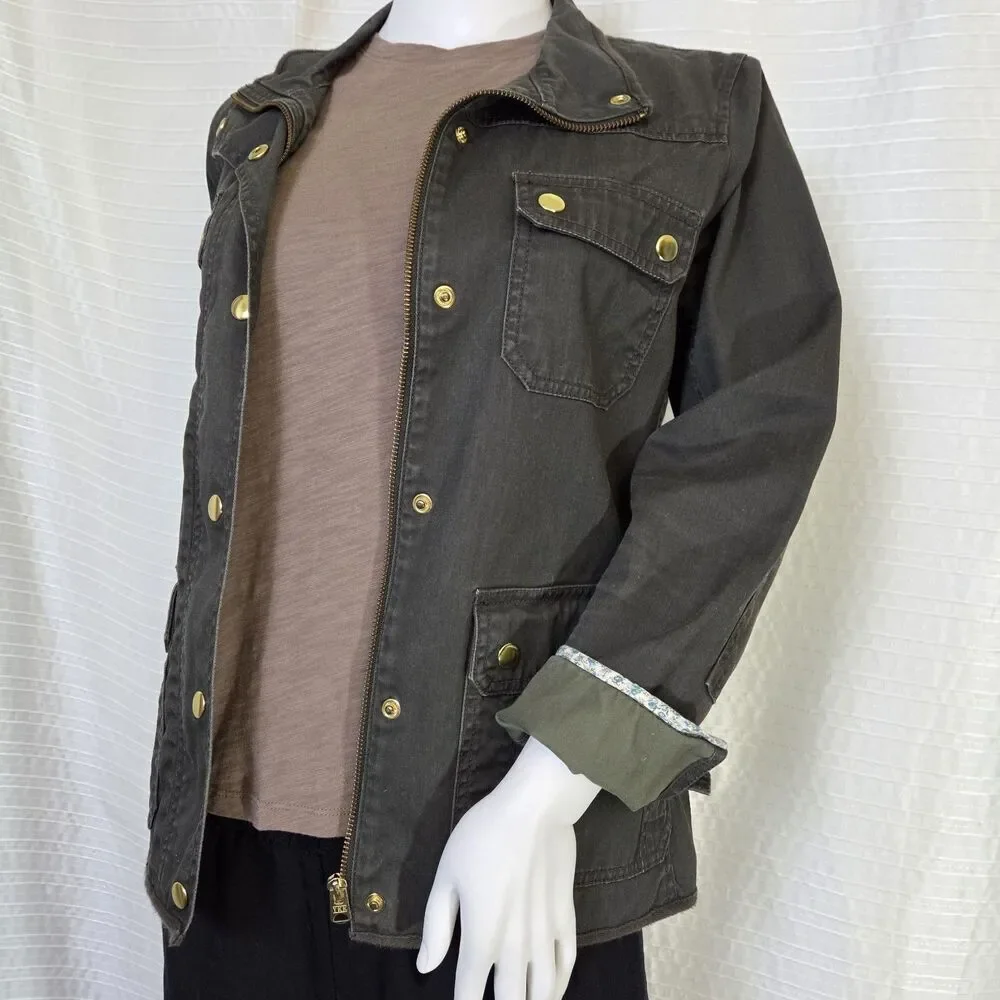 J. Crew Relaxed Boyfriend Field Jacket Lt Resin Coated Womens S Moss 27584